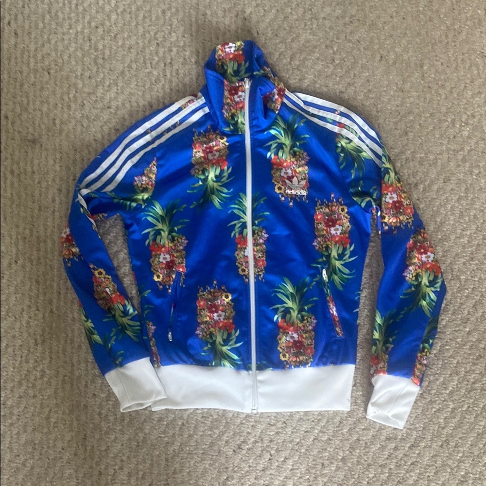 Adidas Blue Floral Bomber Jacket